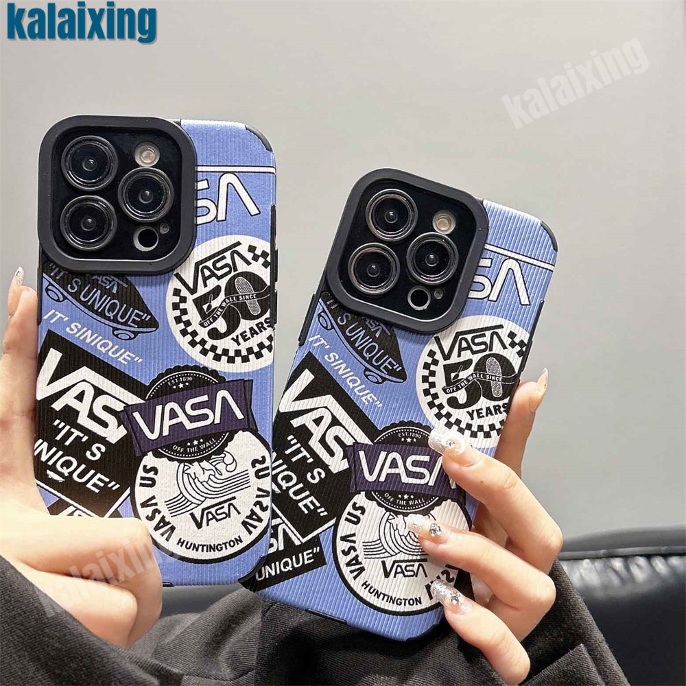Ốp Điện Thoại Da Mềm Họa Tiết VANS Màu Xanh Dương Cho iPhone 11 12 13 14 Pro Max 14 Plus Xs Max X XR 7 8 Plus