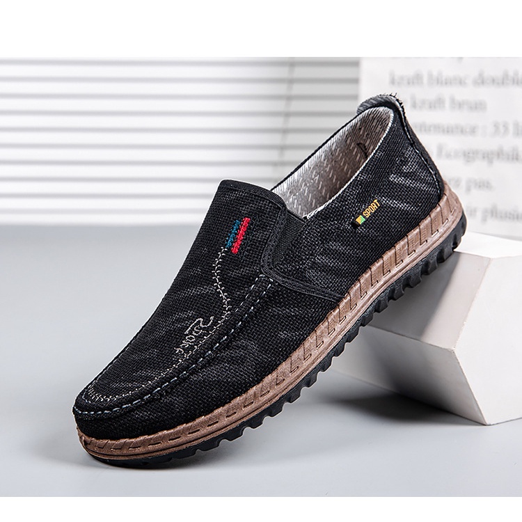 Giày Lười Vải Nam, Thoáng Khí, Đế Mềm, Chống Trơn Trượt G200