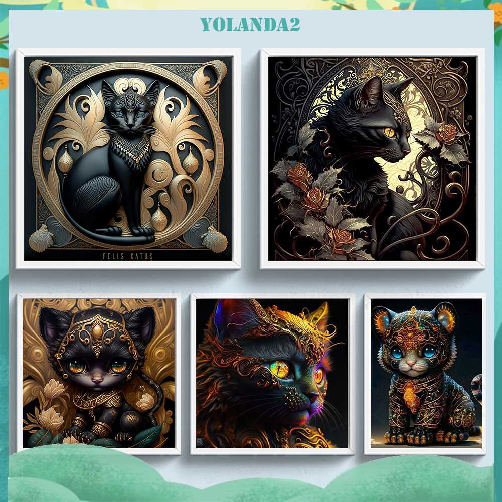 Tranh Đính Đá Kim Cương Toàn Bộ 5D DIY Hình Vẽ Mèo Trang Trí Nhà Cửa