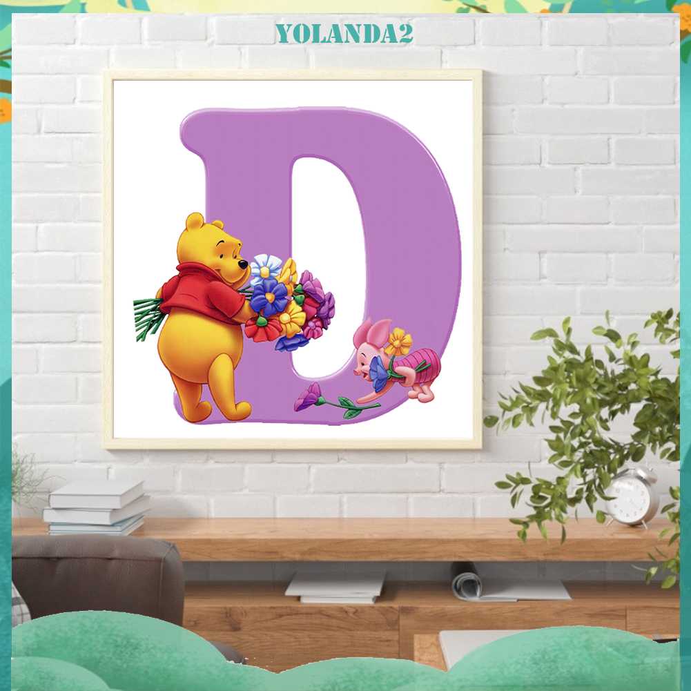Tranh Đính Đá Kim Cương Toàn Bộ 5D DIY Hình Vẽ Chữ D Winnie Trang Trí Nhà Cửa