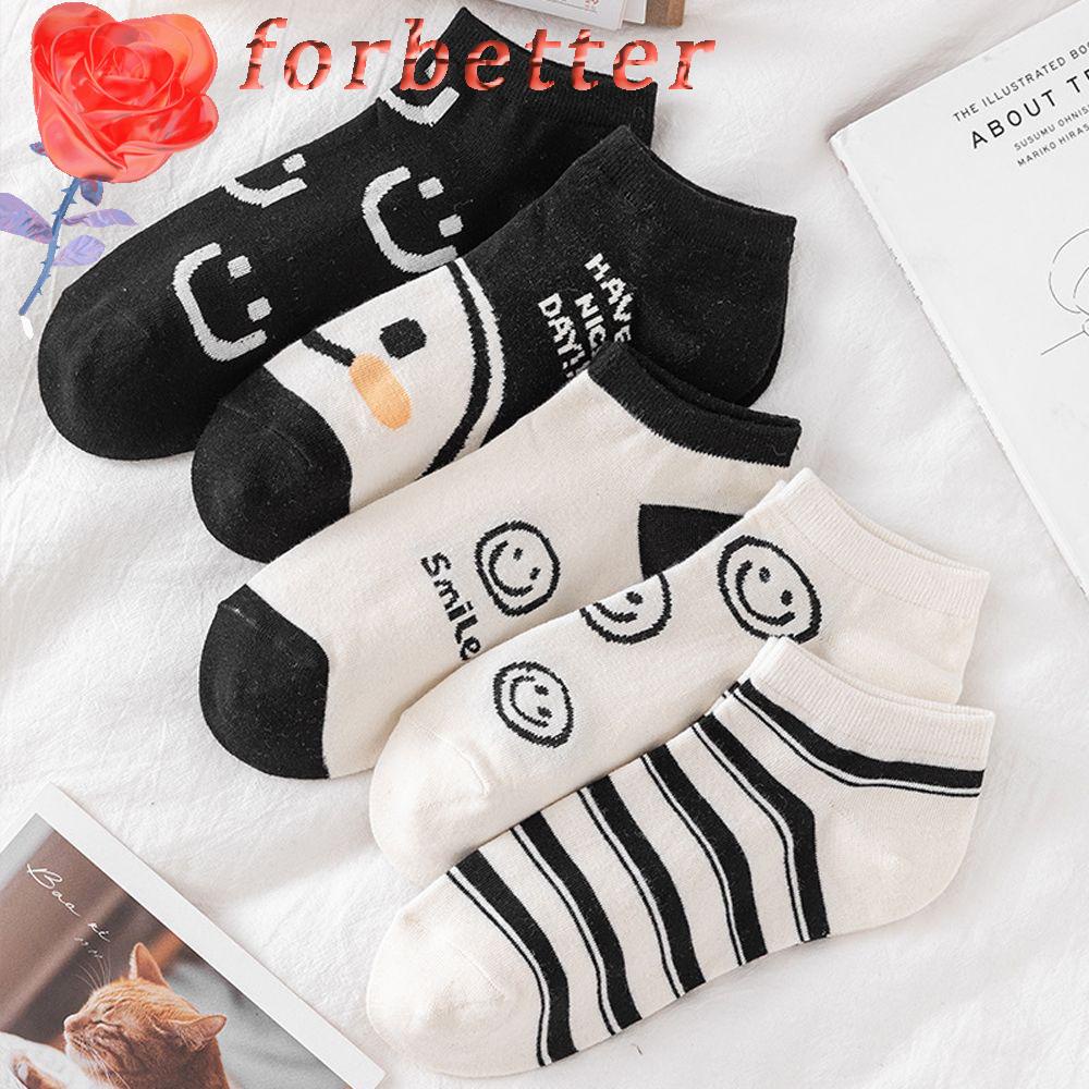 Vớ Cotton Cổ Thấp Họa Tiết Kẻ Sọc In Chữ Dễ Thương Thời Trang Cho Nữ