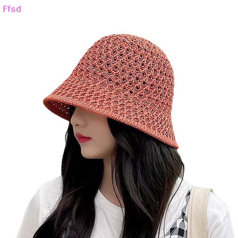 {Ffsd} Mũ Bucket Bện Lỗ Thoáng Khí Thời Trang Xuân Hè Dễ Phối Đồ Trưng Bày Cho Nữ * Bán Chạy