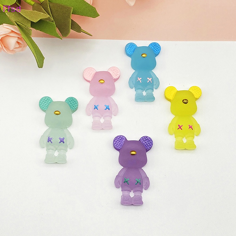 {Ffsd} Phụ Kiện Kẹp Tóc Resin Phát Quang Hình Gấu Hoạt Hình Sáng Tạo DIY Trang Trí Điện Thoại * Bán Chạy