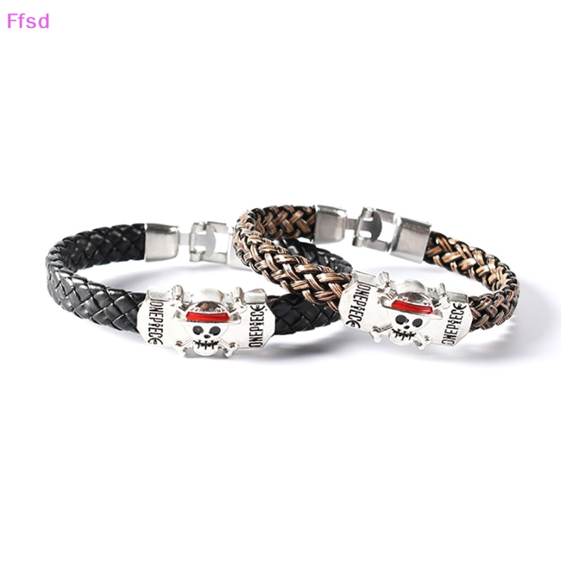 {Ffsd} Vòng Tay Dây Da Bện Màu Đen Phong Cách Punk Dành Cho Nam Nữ Hoạt Hình Hàng Bán Chạy