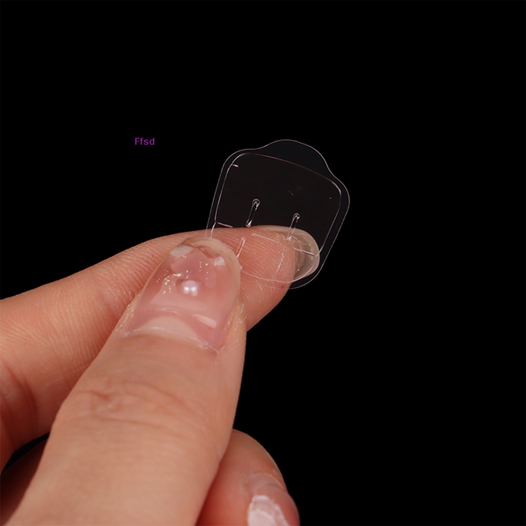 {Ffsd} Set 12 / 24 Dụng Cụ Kẹp Hai Mặt Trong Suốt Tự Dính Dạng Nhấn Cho Móng Tay Giả