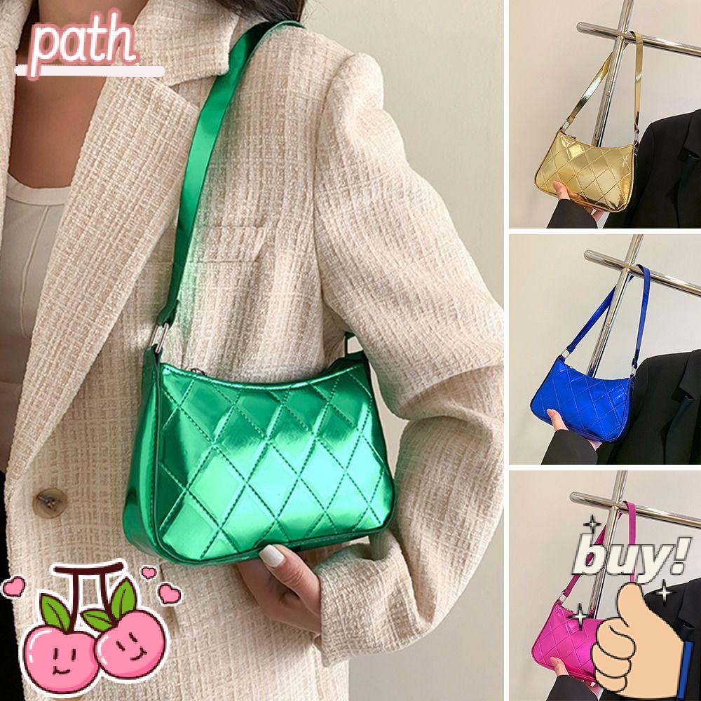 Túi Xách Đeo Vai Màu Laser Họa Tiết Hình Thoi Thời Trang Cho Nữ