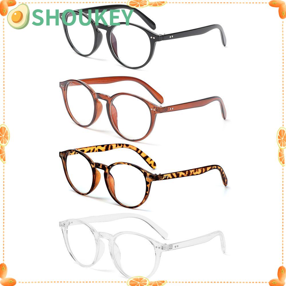 Mắt Kính Gọng Tròn PC Tròng Phẳng Siêu Nhẹ Màu Xanh Dương SHOUKEY