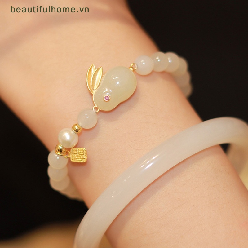 [beautifulhome] Vòng Tay Chuỗi Hạt Hình Thỏ Dễ Thương Phong Cách Trung Hoa Cổ Điển Thanh Lịch Dành Cho Nữ [beauty]