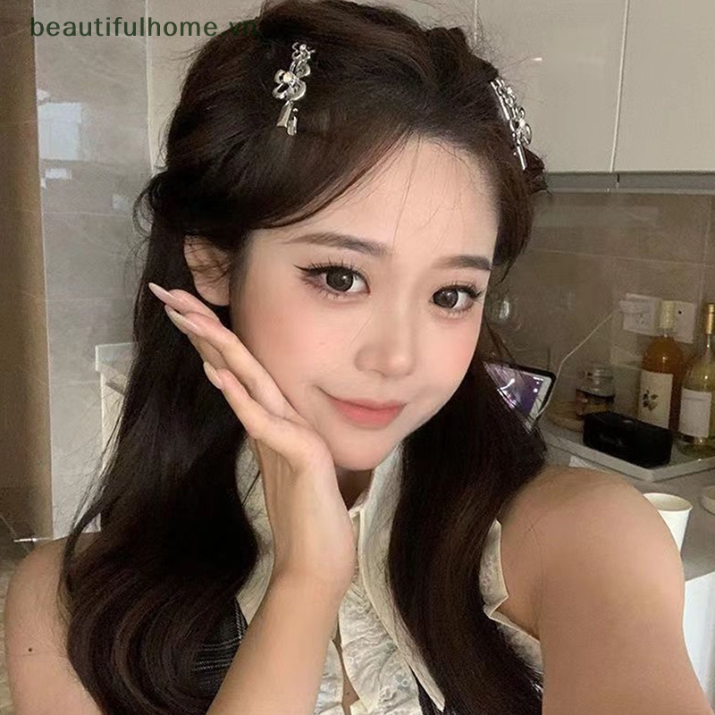 Kẹp Tóc Hình Hoa Bằng Kim Loại Đính Đá Thời Trang Cho Nữ Y2K