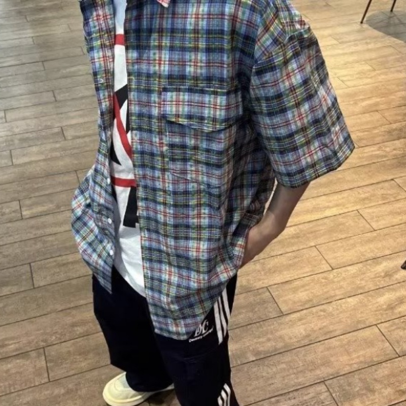 Áo Sơ Mi Tay Ngắn Dáng Rộng Plus Size Phong Cách Hong Kong Thời Trang Mùa Hè Cho Nam