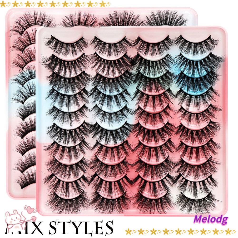 MELODG Bộ 20 Cặp Lông Mi Giả Dài Mềm Tự Nhiên Handmade Dành Cho Trang Điểm