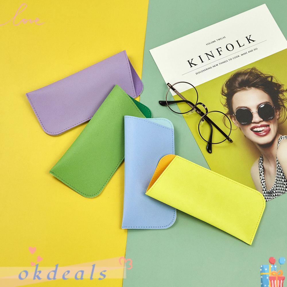 Okdeals Túi Da Đựng Mắt Kính Màu Trơn Mới
