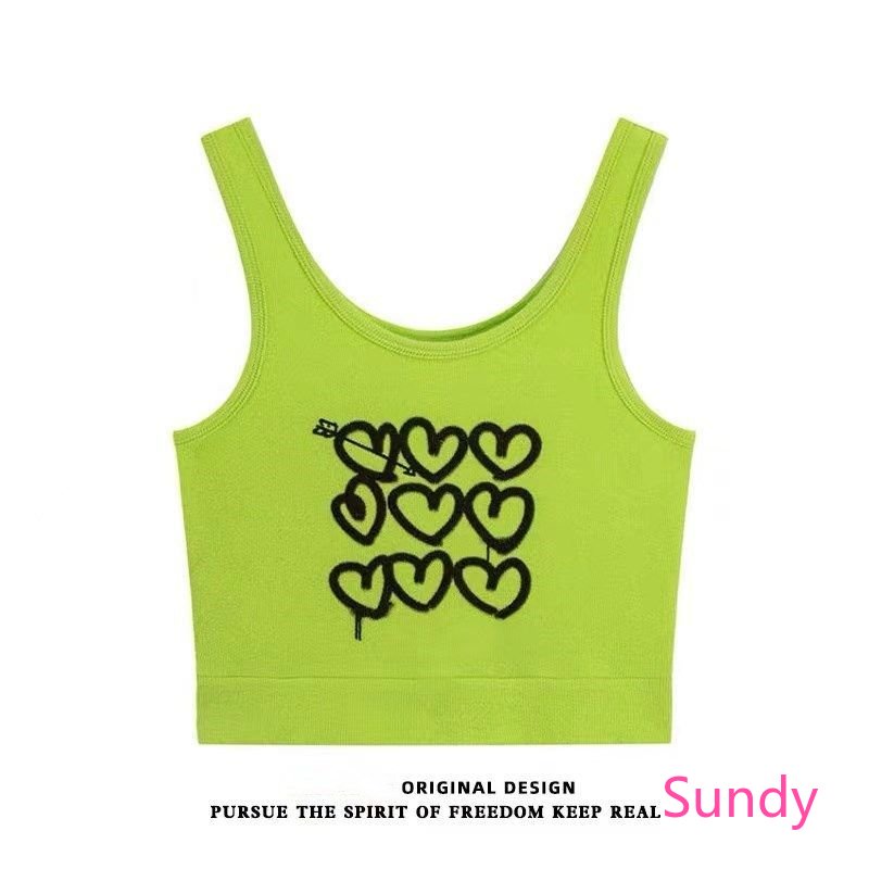 Áo Croptop Hai Dây In Họa Tiết Trái Tim Quyến Rũ Thời Trang Mùa Hè Cho Nữ Có Size Lớn