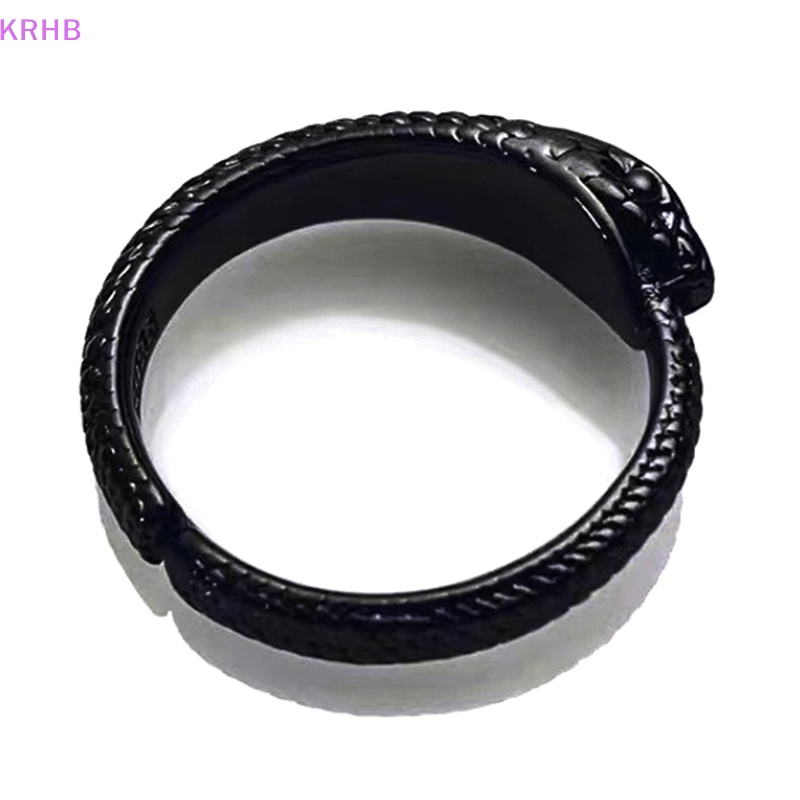 Nhẫn Hình Rắn Màu Đen Phong Cách Punk Cổ Điển Thời Trang Cho Cặp Đôi Mới