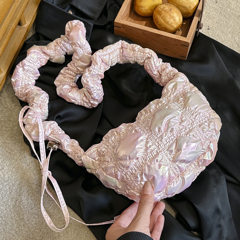 Túi Xách Đeo Vai Mềm Mại Cao Cấp Thiết Kế Đơn Giản Xếp Ly Bề Mặt Sáng Dành Cho Nữ