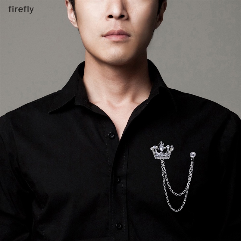 Ghim Cài Áo Hình Vương Miện Phối Dây Xích Tua Rua Phong Cách Anh Quốc Cổ Điển Thời Trang Cho Nam