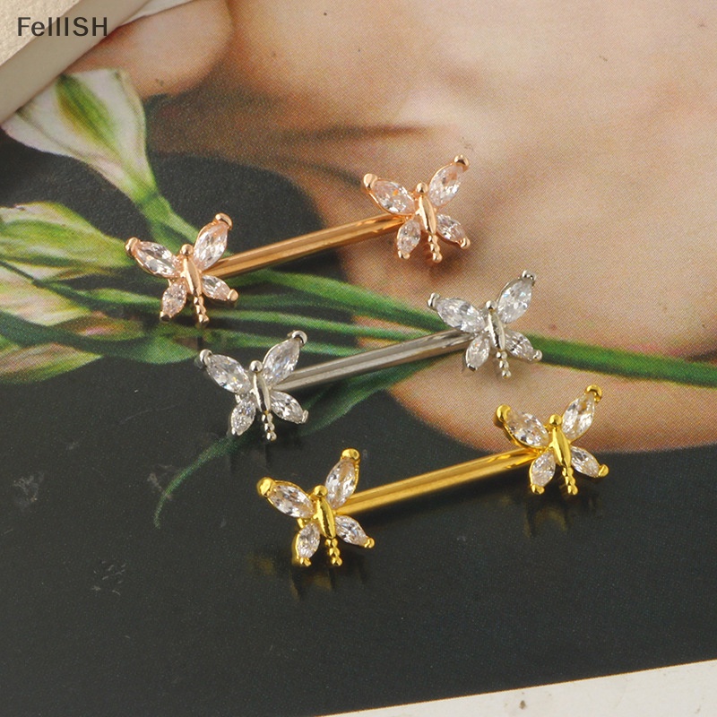 Nhẫn Núm Vú Bằng Thép Không Gỉ Đính Đá Zircon Chất Lượng Cao Quyến Rũ Cho Nữ 439br