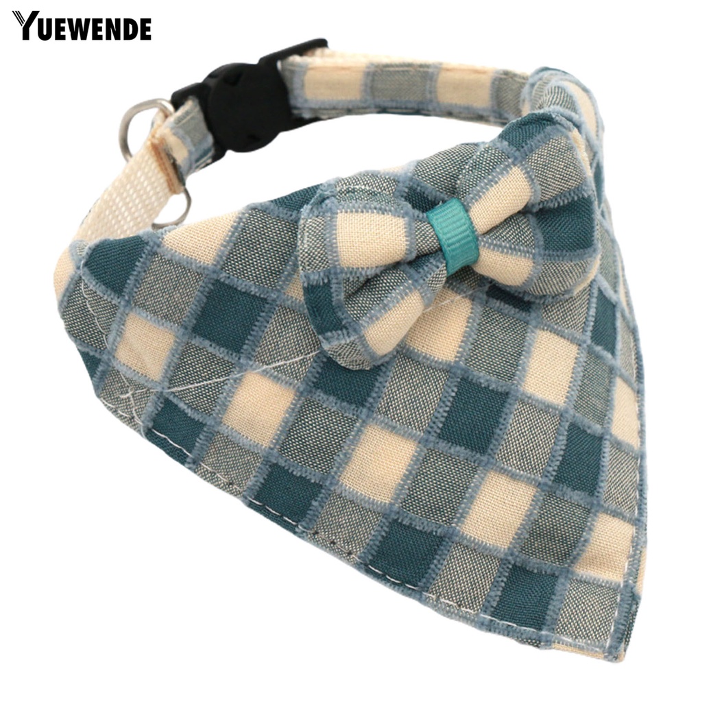 Khăn Quàng Cổ Tam Giác Họa Tiết Caro Đính Nơ Có Khóa Điều Chỉnh Được Cho Thú Cưng