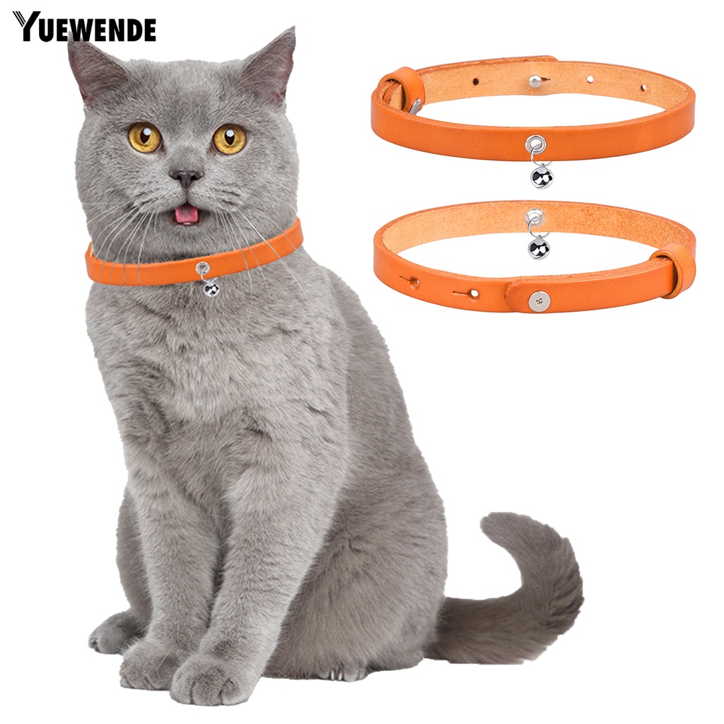 Vòng Cổ Bằng Da Bò Màu Trơn Chống Khóa Thoáng Khí Thời Trang Cho Thú Cưng