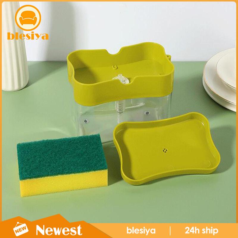 Bình Đựng Xà Phòng Và Giá Đỡ Bọt Biển Rửa Chén Dạng Bơm Tiện Dụng Cho Nhà Bếp