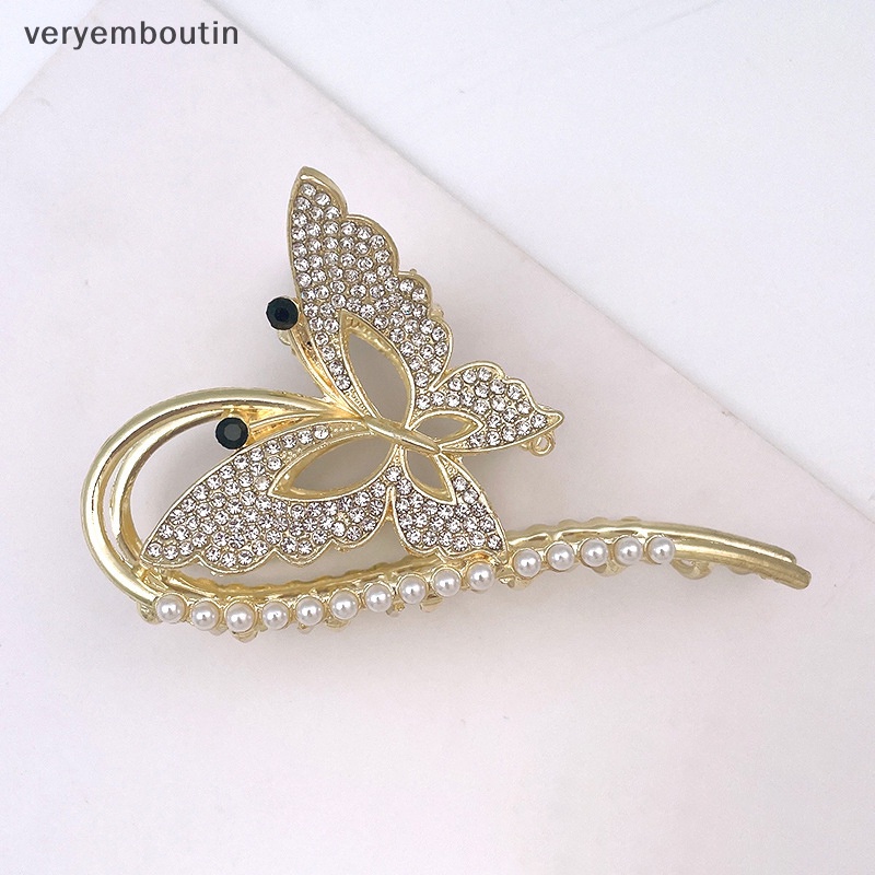 Kẹp Tóc Hình Bướm &amp; Ngọc Trai Bằng Kim Loại Cho Nữ 1 Cái
