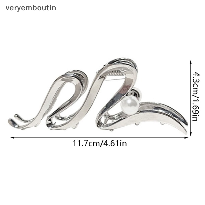 Kẹp Tóc Càng Cua Bằng Hợp Kim 11.5cm Màu Vàng Đính Ngọc Trai Thời Trang Cho Nữ