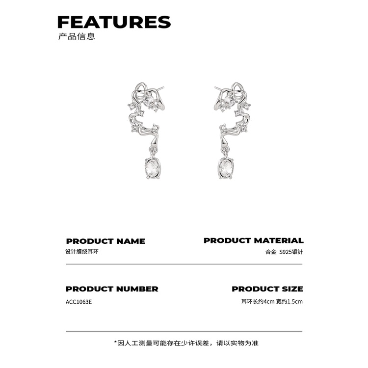 Bông Tai Mạ Bạc 2023 Dáng Dài Thiết Kế Không Đồng Đều Sang Trọng Thời Trang Cho Nữ