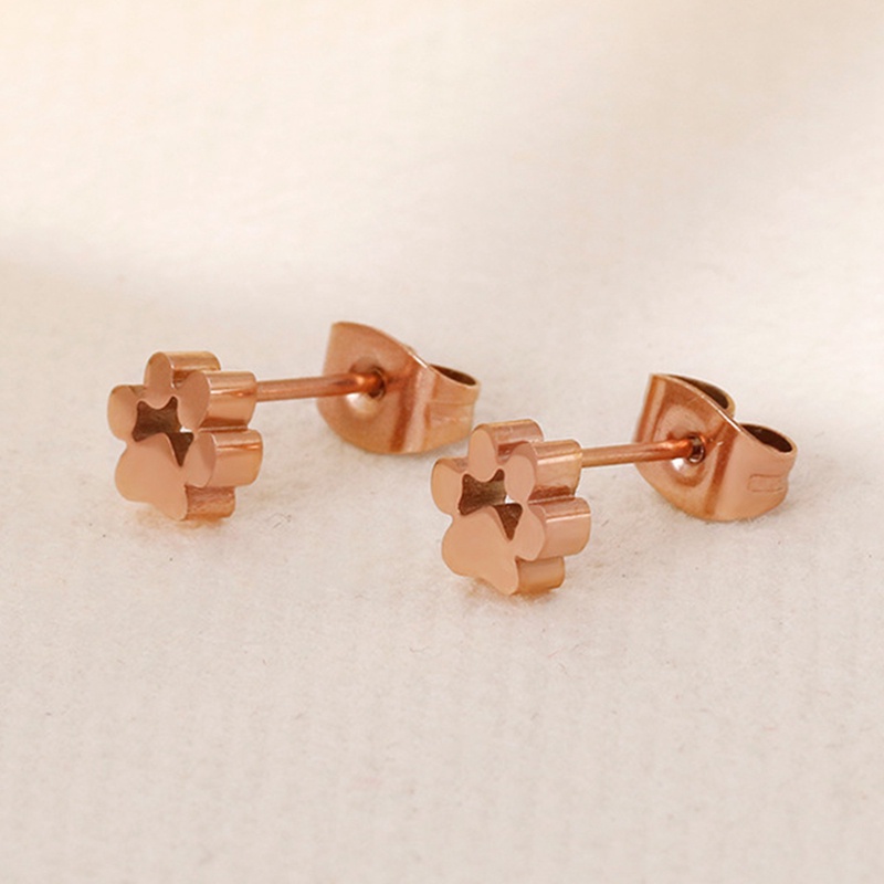 Ygt Bông Tai Thép Không Gỉ Hình Dấu Chân Cún