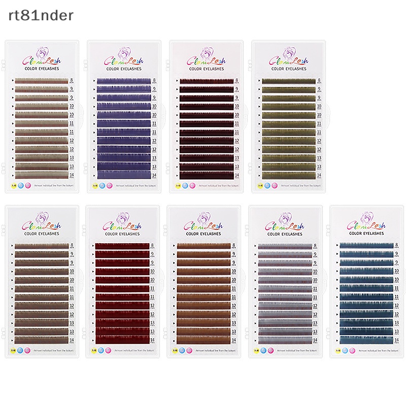 Hộp Lông Mi Giả Bằng Lụa Cong Màu Sắc rt