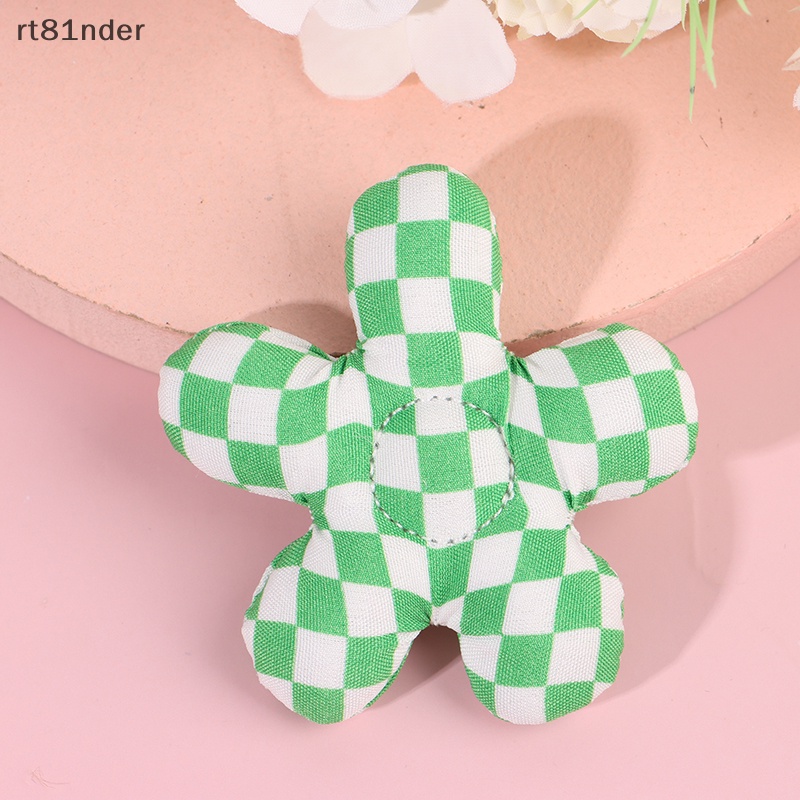 Rt Móc Khóa Cặp Đôi Hình Bông Hoa Năm Cánh Bằng Vải Cotton Kẻ Sọc Caro Dễ Thương DIY n
