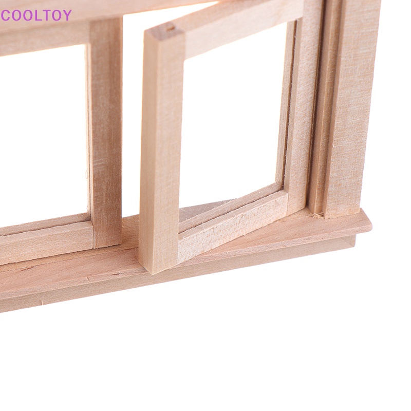Cửa Sổ Mini 2 Pane Bằng Gỗ Tỉ Lệ 1 / 12 Trang Trí Nhà Búp Bê DIY