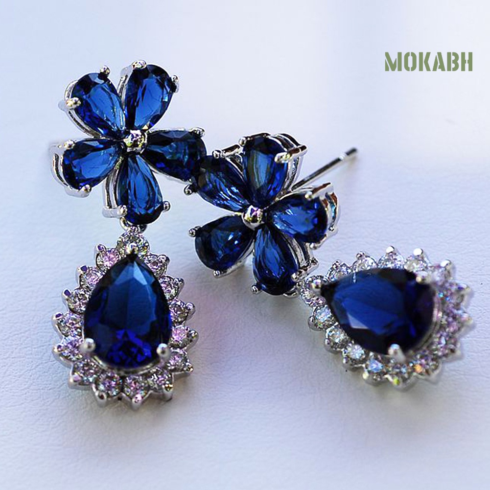 Bông Tai Dáng Dài Đính Đá Hình Hoa Và Quả Lê Thời Trang Cho Nữ