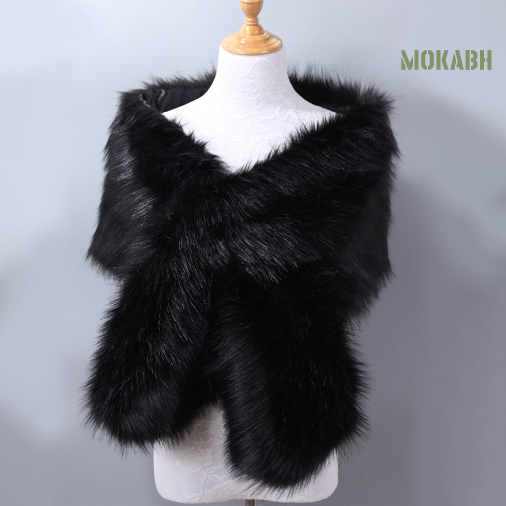 [Mokabh] Khăn Choàng Lông Giả Màu Trơn Dày Dặn Dáng Dài Phong Cách Đường Phố Mùa Thu Đông Cho Nữ
