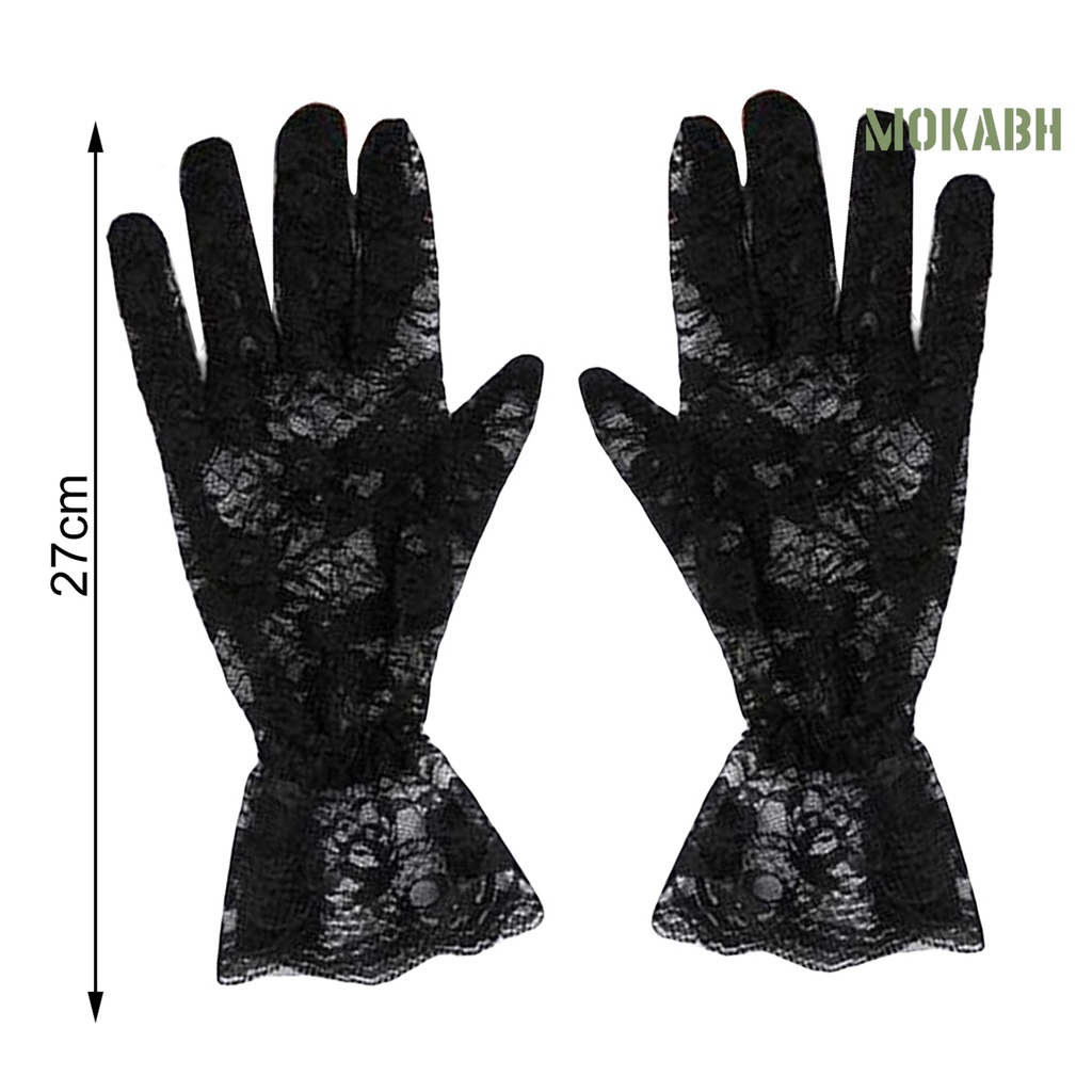 1 Đôi Găng Tay Ngắn Họa Tiết Ren Hoa Màu Trơn Thanh Lịch Dành Cho Cô Dâu