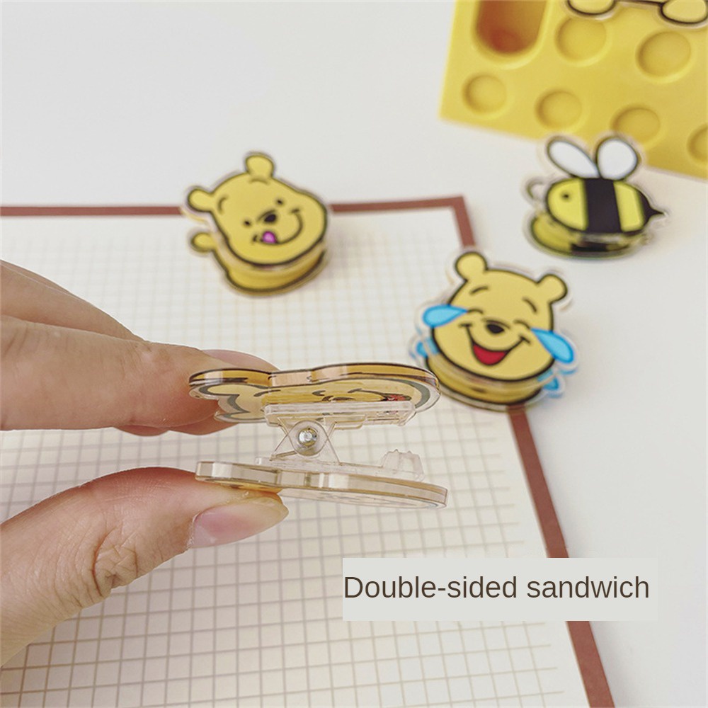 Kẹp ghi chú EELHOE acrylic pp Winnie The Pooh dễ thương giữ snack đa năng