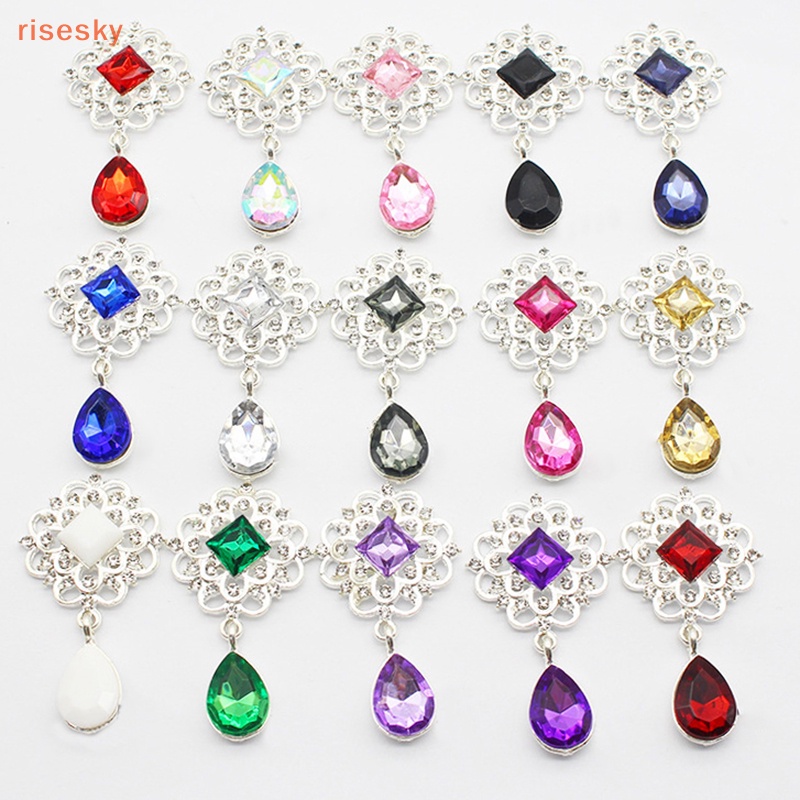 Nút Acrylic Hợp Kim 25 * 45MM Đính Đá Trang Trí Hộp Quà Đám Cưới Diy