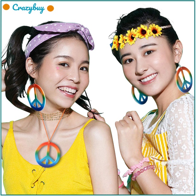 Cr Set 4 / 7 Vòng cổ / Bông Tai / Kính Mát Đính Hạt Nhiều Màu Hóa Trang Halloween