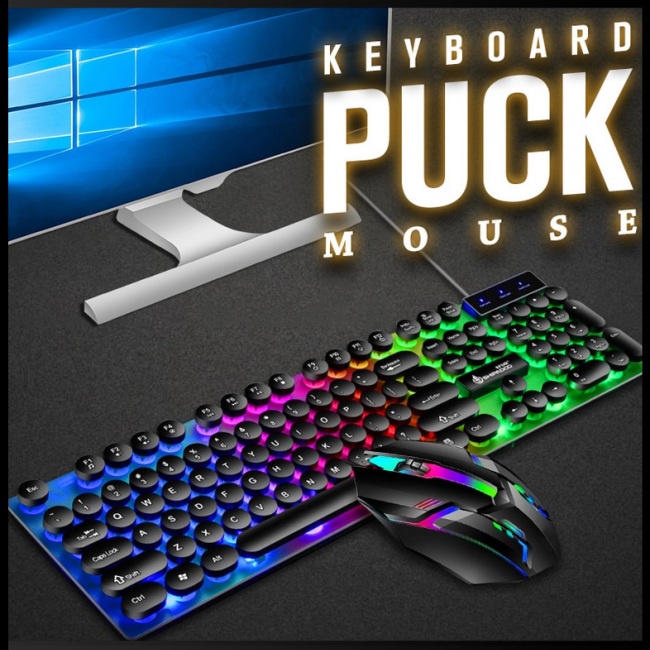 1 Bộ Bàn Phím Và Chuột Máy Tính 108 Phím Có Đèn Nền Nhiều Màu