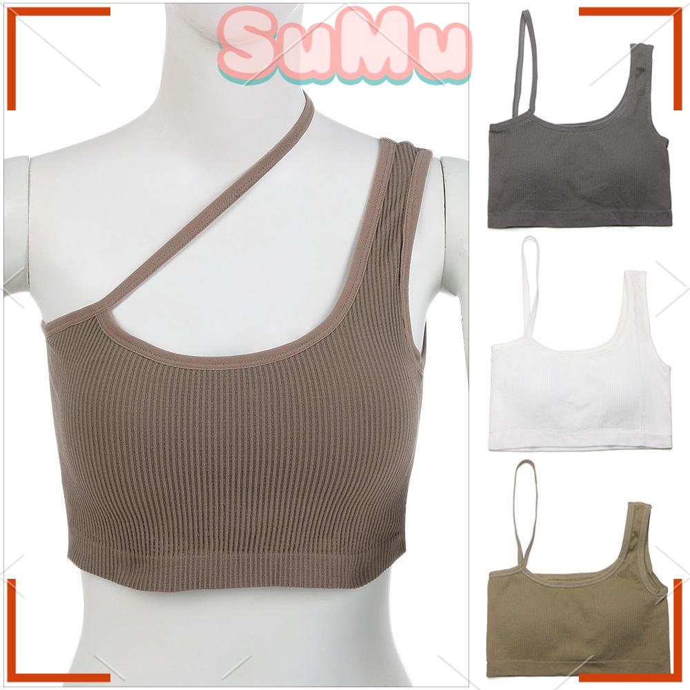 Sumu Phụ Nữ Áo Tăng ​ Áo Croptop Không Đường May Thời Trang Cho Nữ ​Áo Kiểu Màu Trơn Có Đệm Ngực Thời Trang Mùa Hè Năng Động