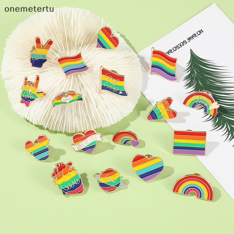 Ghim Cài Áo Bằng Hợp Kim Tráng Men Hình Lá Cờ Trái Tim Màu Mưa Cá Tính Sáng Tạo Thời Trang