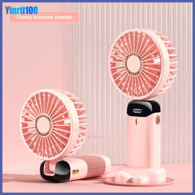 Quạt Điện Mini Cầm Tay 5 Tốc Độ Gấp Được Màn Hình Led Kỹ Thuật Số Kèm Dây Sạc Usb Tiện Dụng