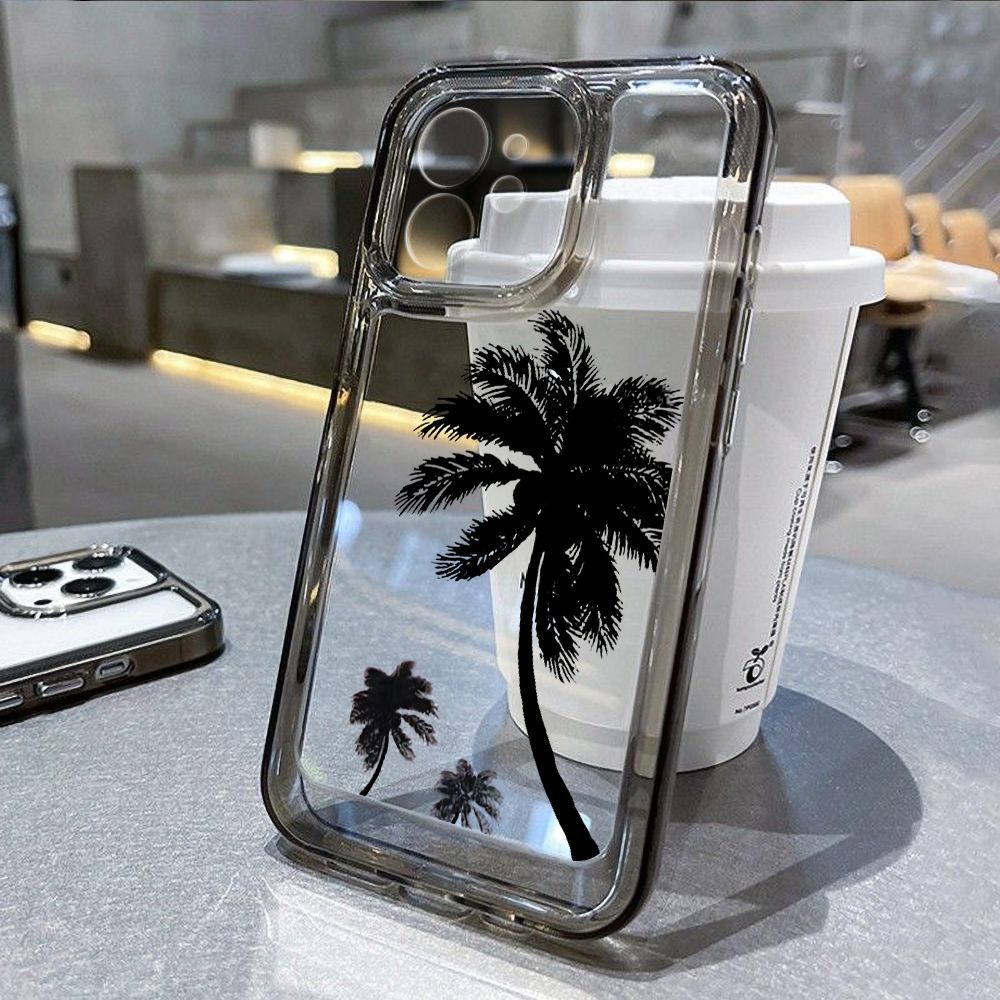 Ốp Điện Thoại TPU Mềm Trong Suốt Họa Tiết Cây Dừa Bảo Vệ Camera Cho Iphone 14 Plus 13 Pro Max 12 11 X Xs Xr 8 7