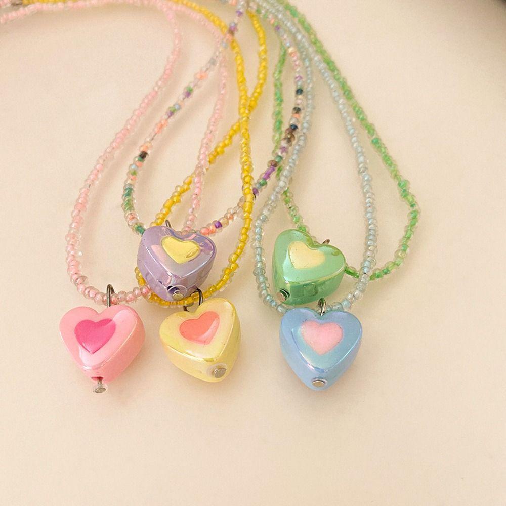 AROMA Vòng cổ Mặt Hình Trái Tim / Bướm Nhiều Màu Sắc Bằng Nhựa Acrylic Y2K Thời Trang Cho Nữ