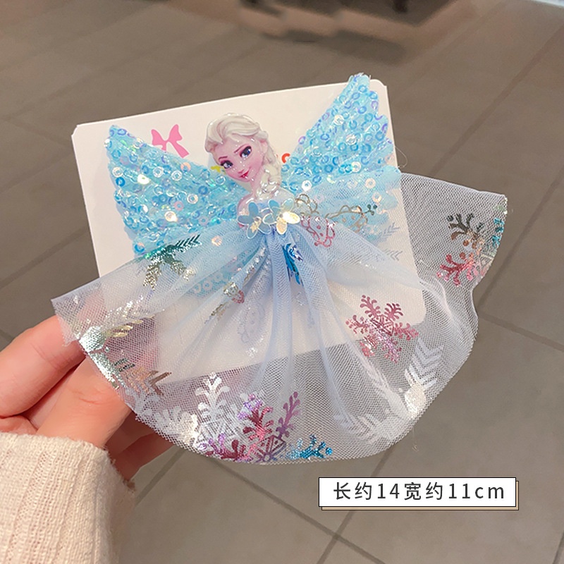 Kẹp Tóc Hình Đôi Cánh Phong Cách Công Chúa Elsa | Kẹp Nơ Dễ Thương Cho Bé Gái | Băng Đô Cài Tóc Đính Hạt Lấp Lánh