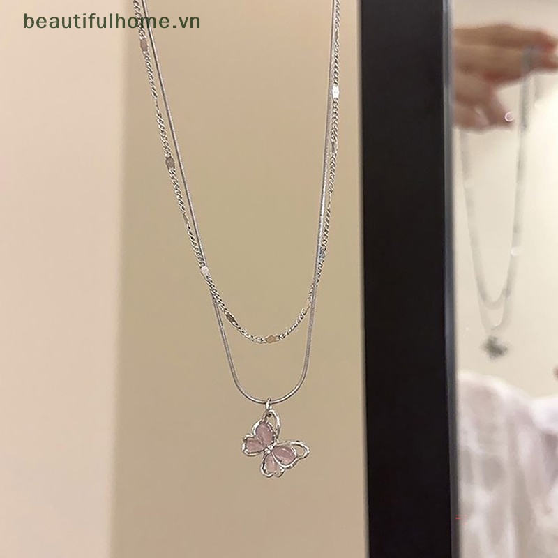 Vòng cổ Mặt Hình Bướm Rỗng Đính Đá Zircon Lấp Lánh Thời Trang Cho Nữ