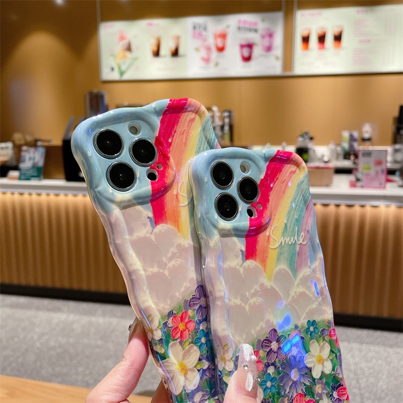 Ốp Điện Thoại IMD Silicone Hình Hoa Cầu Vồng Cho iPhone 14 11 12 13 Pro Max