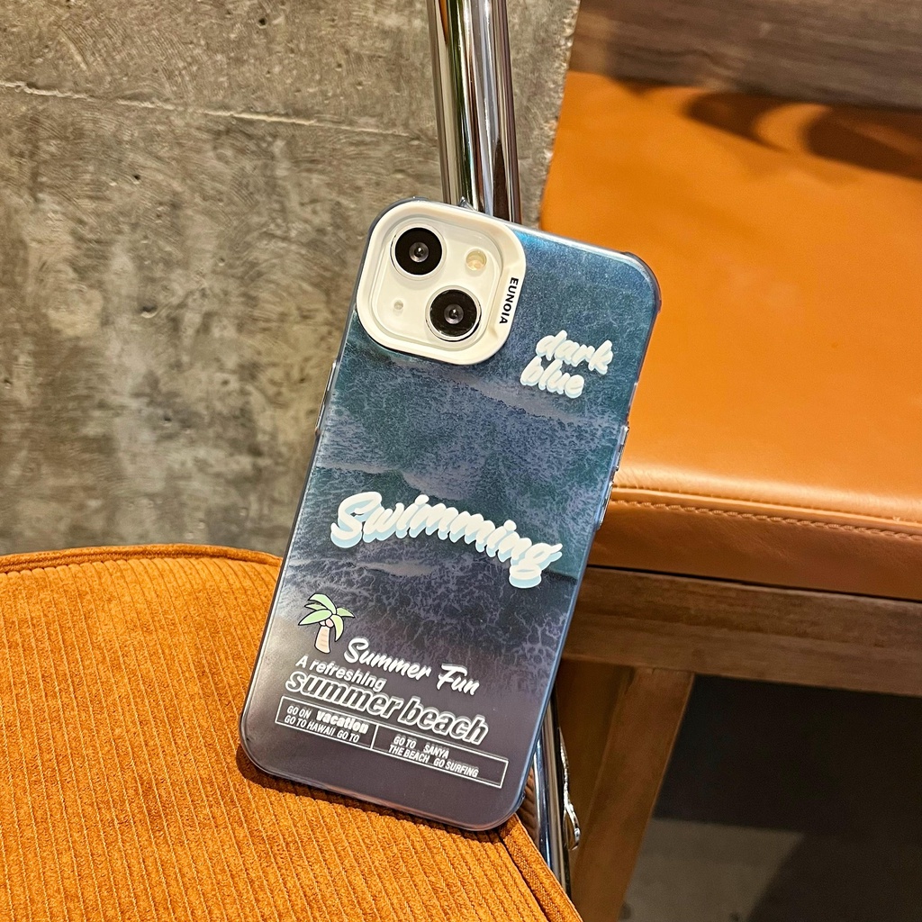 Ốp Điện Thoại TPU Mềm Trong Suốt Chống Rơi Chống Sốc In Họa Tiết Bãi Biển Cho iPhone 14 13 12 11 Pro Max