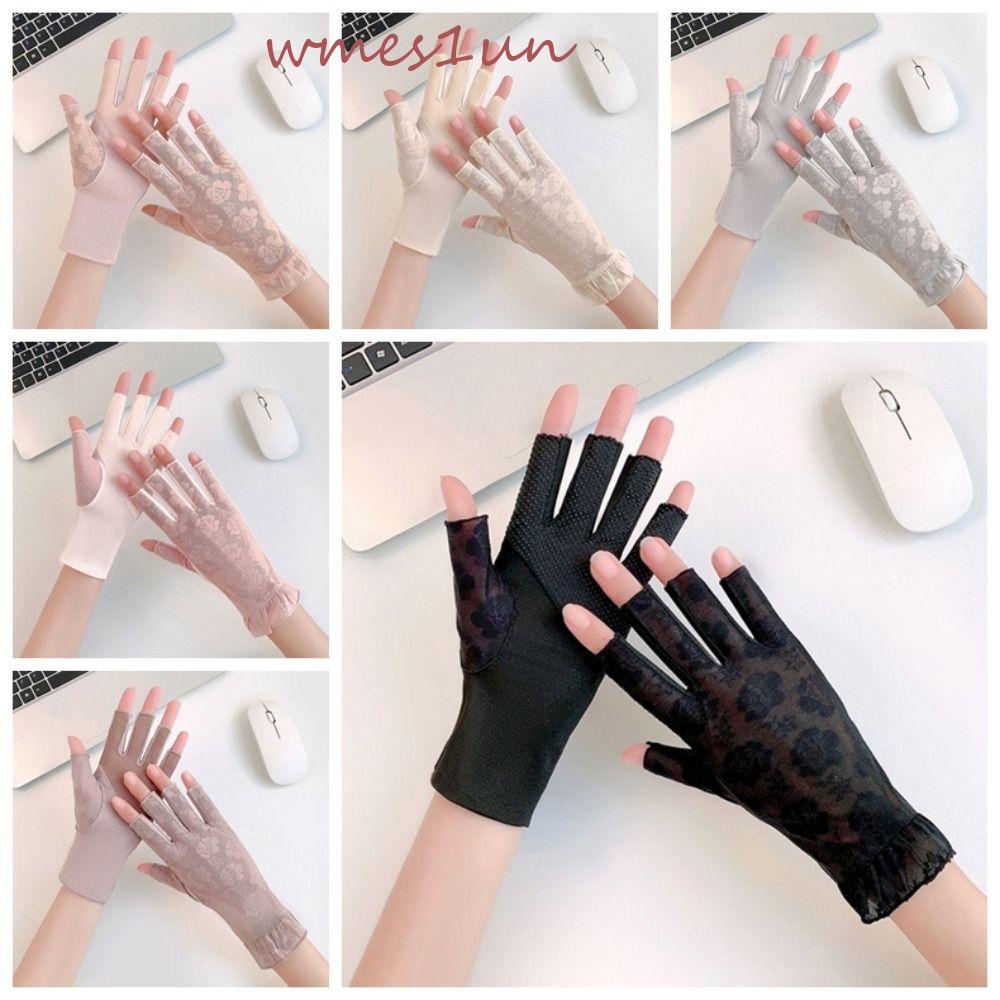 Găng Tay Lái Xe Co Giãn Chống Trượt Bằng Lụa Lạnh Mềm Mại In Họa Tiết Hoa Thời Trang Mùa Hè WMES15H