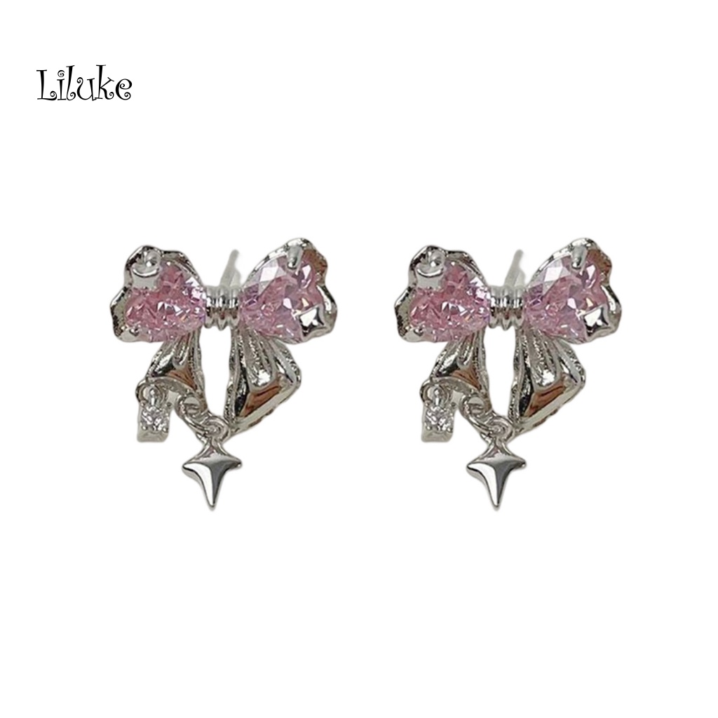 1 Đôi Bông Tai Dáng Dài Đính Đá Zircon Thời Trang