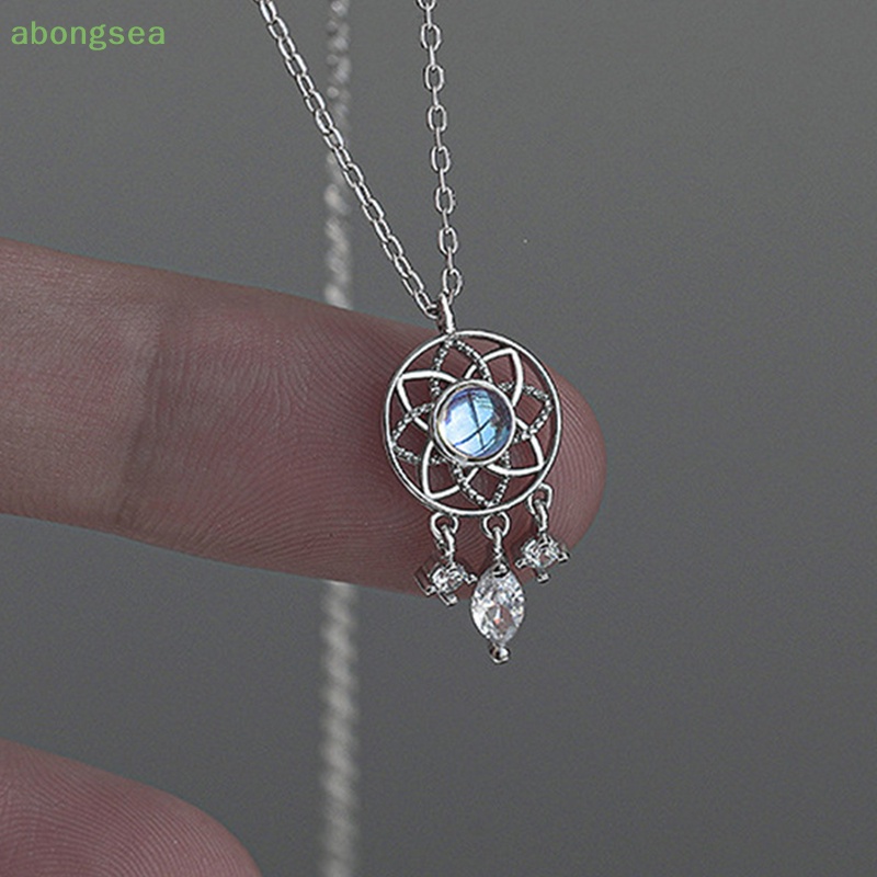 Abongsea Vòng cổ Mặt Dreamcatcher Đính Đá Mặt Trăng Tua Rua Thanh Lịch Sáng Tạo Cho Nữ